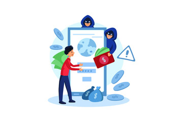 Internet Cyber Scammer illustration concept