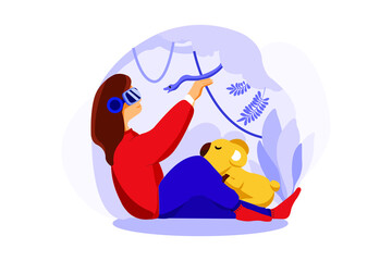 Woman watching video using Virtual Reality