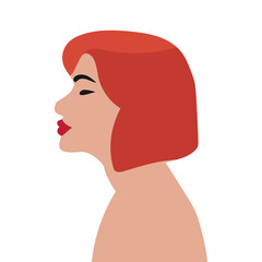 girl portrait, woman design in flat style, isolated, vector