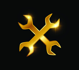 Golden Wrench Logo Vector Sign
