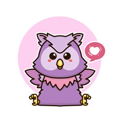 happy owl bird adorable cartoon doodle vector illustration flat design style