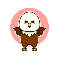 angry bald eagle bird adorable cartoon doodle vector illustration flat design style