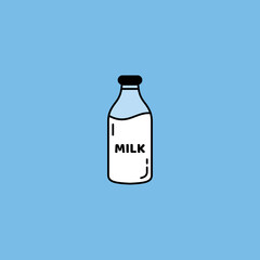 simple milk bottle icon illustration design, milk bottle symbol with outlined style vector