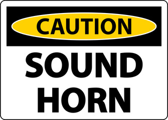Caution Sound Horn Sign On White Background