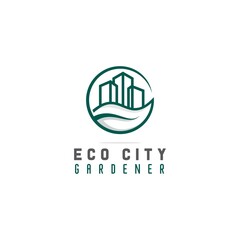 simple eco city gardener logo in style linear vector illustration, modern city greening logo design, business real estate vector template