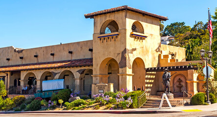 
A historic site in the Old Town of San Diego, California, in honor of members of the Church of Jesus Christ of Latter-day Saints who served in the Mormon Battalion of th - obrazy, fototapety, plakaty