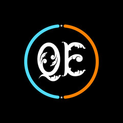 QE Letter Logo design. black background.