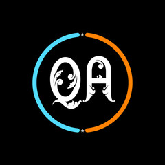 QA Letter Logo design. black background.