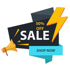 Sale template with 50% Discount Offer, Can be used as Poster, Banner, Flyer or Tag design.