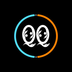 QQ Letter Logo design. black background.