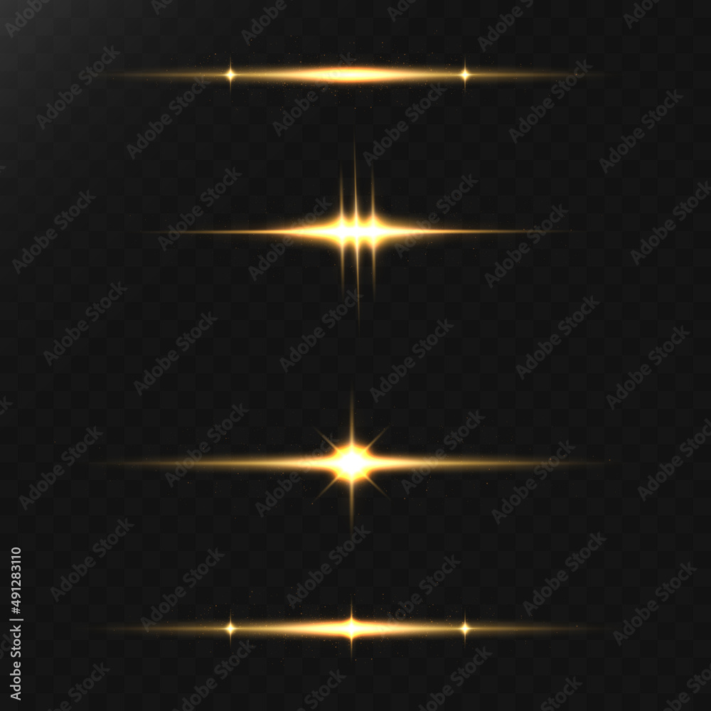 Poster yellow horizontal highlights. laser beams, horizontal beams of light. beautiful light flashes. glowi