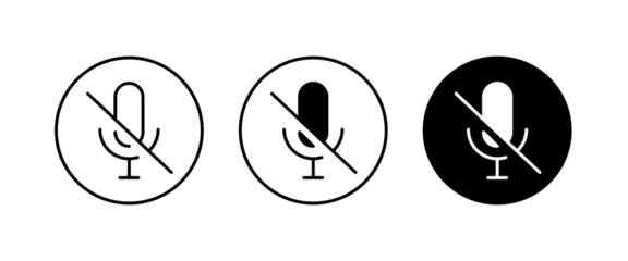 No Microphone sign. Microphone forbidden icons button, vector, sign, symbol, logo, illustration, editable stroke, flat design style isolated on white