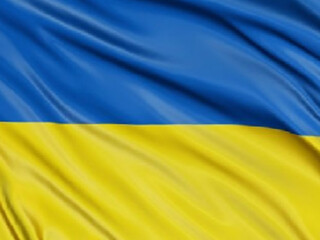 Flag of Ukraine.Realistic flag of Ukraine waving in the wind.Fabric flowing flag of Ukraine.Vector