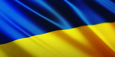 Flag of Ukraine.Realistic flag of Ukraine waving in the wind.Fabric flowing flag of Ukraine.Vector
