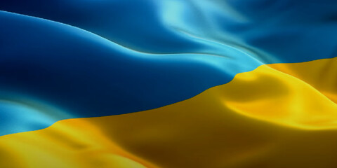Fototapeta na wymiar Flag of Ukraine.Realistic flag of Ukraine waving in the wind.Fabric flowing flag of Ukraine.Vector