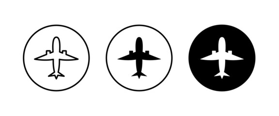 Plane, aircraft, Airplane travel, air plane flight icons button, vector, sign, symbol, logo, illustration, editable stroke, flat design style isolated on white linear pictogram