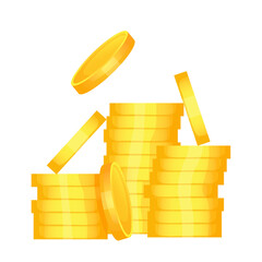 Stack of coins and falling coins