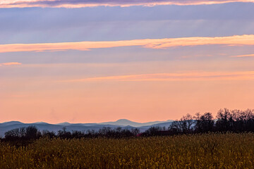 Sunset over the Kuban River floodplain