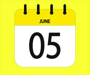 June 5th yellow calendar icon for days of the month