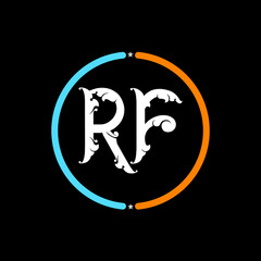 Obraz premium RF Letter Logo design. black background.