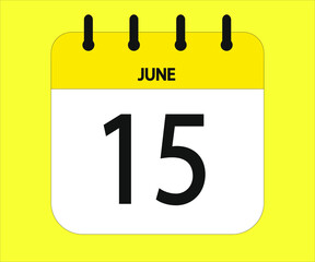 June 15th yellow calendar icon for days of the month