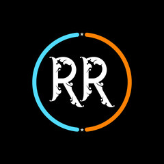 RR Letter Logo design. black background.