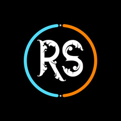 RS Letter Logo design. black background.