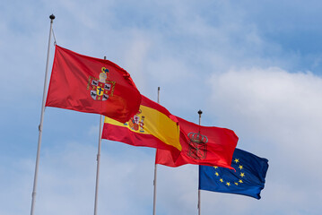 Flags Egüés Valley, Spain, Navarra, Europe