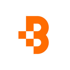 Letter B pixel digital logo design