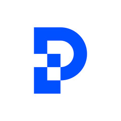 Letter P pixel digital logo design
