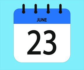 June 23th blue calendar icon for days of the month