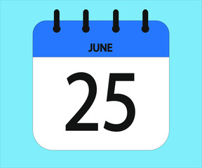 June 25th blue calendar icon for days of the month