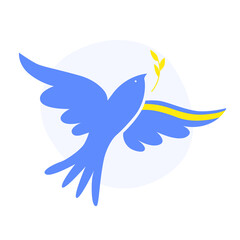 Dove symbol in the colors of the Ukrainian flag. Stop the war in Ukraine. Abstraction. Vector