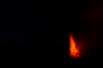 Volcanic eruption. Cumbre Vieja Natural Park. La Palma. Canary Islands. Spain.