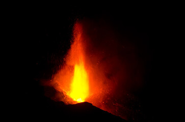 Volcanic eruption. Cumbre Vieja Natural Park. La Palma. Canary Islands. Spain.