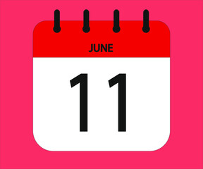 June 11th red calendar icon for days of the month