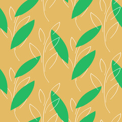 Seamless vector pattern with leaves 