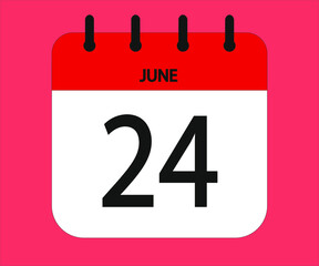 June 24th red calendar icon for days of the month