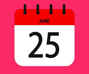 June 25th red calendar icon for days of the month