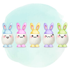 illustration of set of cute easter eggs