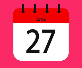 June 27th red calendar icon for days of the month