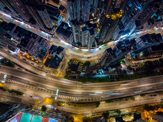 Top down view of Hong Kong city