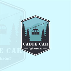 cable car or gondola emblem logo vintage vector illustration template icon graphic design. transportation business travel for vacation at mountain sign and symbol with badge © zyxroun