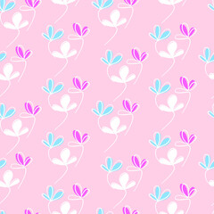 Vector seamless half-drop pattern, with leaves 