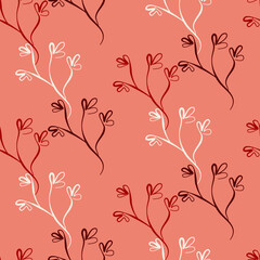 Vector seamless half-drop pattern, with leaves 