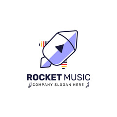 Music rocket logo illustration Premium Vector