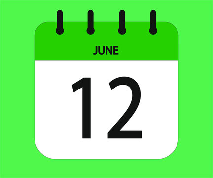 June 12th green calendar icon for days of the month