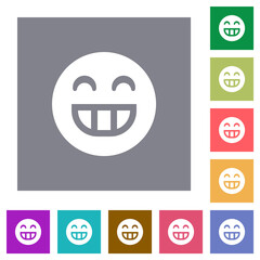 Laughing emoticon solid square flat icons