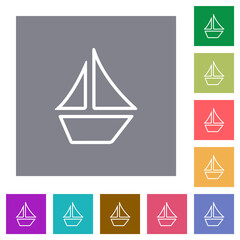 Sailboat outline square flat icons