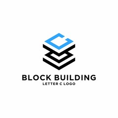 BLOCK BUILDING LETTER C LOGO ABSTRACT AND GEOMETRIC DESIGN COMPANY
